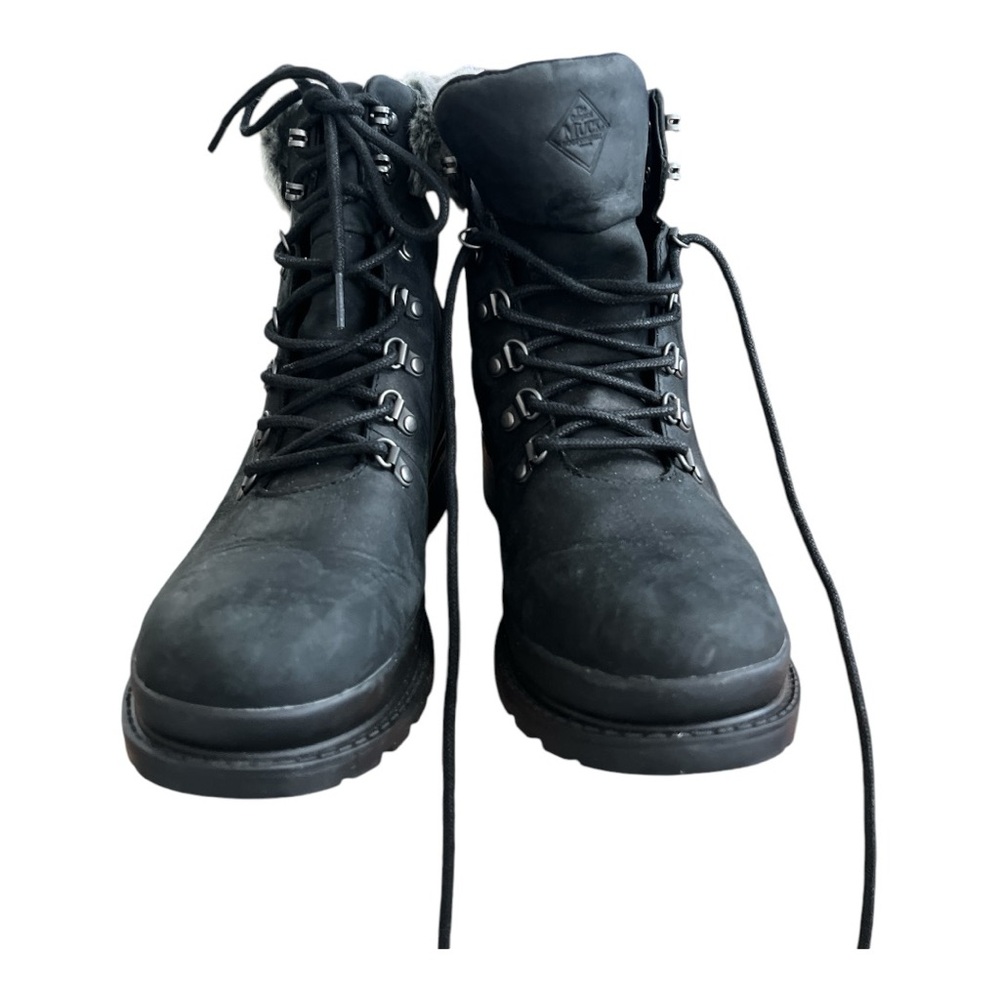 Muck Women's Liberty Alpine Lace Supreme Boot (Black Leather/Faux Fur) Size 10 - Picture 4 of 7